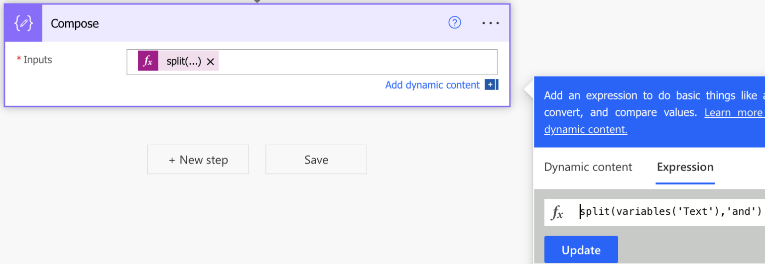 Using the Split function in Power Automate